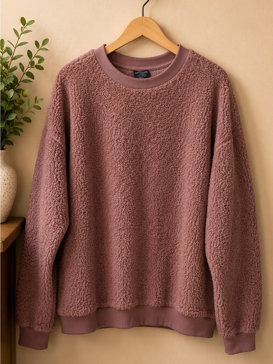 Charles River Apparel Tops - Charles River Apparel Teddy Fleece Pullover Sweatshirt Mauve Pink Size Large